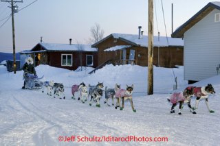 Sunday March 11, 2012  Kelly Griffiin arrives at 25 degrees below zero in  Kaltag. Iditarod 2012.