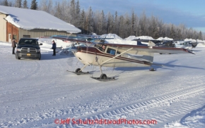 Saturday February 18, 2012  Pilot Joe Pendergrass taxis with a load at the Willow airport as the straw, musher food bags, lathe, people food and supplies begin to be flown out by the Iditarod volunteer Air Force  to checkpoints along the trail.