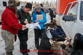 Iditarod Vet CheckIditarod Sled Dog Race 2014Volunteer veterinarians give Iditarod dogs a throrough inspection during Vet Check day at race headquarters in Wasilla, Alaska, on Wednesday, February, 26, 2014.PHOTO (c) BY JEFF SCHULTZ -- REPRODUCTION PROHIBITED WITHOUT PERMISSION