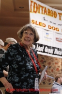 Joanne Potts, Assitant to the Race Director of Iditarod, helps during the mandatory musher meeting at the Millenium hotel two days prior to the start of Iditarod 2013.Photo (C) Jeff Schultz/IditarodPhotos.com  Do not reproduce without permission