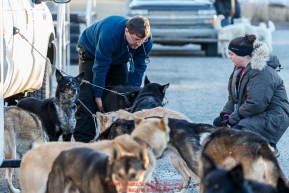 Volunteer veterinarians check Kristy Berington dogs at the 2016 Iditarod Pre-race vet check in Wasilla, Alaska. March 02, 2016 Â© Jeff Schultz/SchultzPhoto.com ALL RIGHTS RESERVEDDO NOT REPRODUCE WITHOUT PERMISSION