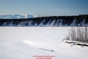 A dog team runs on the mighty Yukon River between Tanana and Ruby during the 2017 Iditarod on Wednesday March 8, 2017.Photo by Jeff Schultz/SchultzPhoto.com  (C) 2017  ALL RIGHTS RESERVED