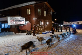 Linwood Fiedler leaves the Takotna checkpoint after their 24-hour layover on Thursday, March 8th during the 2018 Iditarod Sled Dog Race -- AlaskaPhoto by Jeff Schultz/SchultzPhoto.com  (C) 2018  ALL RIGHTS RESERVED