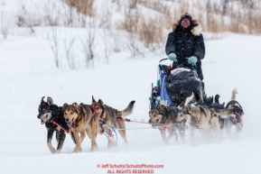 Aaron Peck dogs break trail in fresh snow and wind on the trail into the Iditarod checkpoint on Friday, March 9th during the 2018 Iditarod Sled Dog Race -- AlaskaPhoto by Jeff Schultz/SchultzPhoto.com  (C) 2018  ALL RIGHTS RESERVED