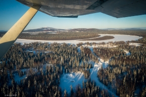 The bend in the Kuskokwim River at the checkpoint and town of McGrath, Alaska.