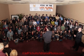 Thursday March 1, 1012  Mandatory musher meeting and musher portrait at the Millenium Alaskan Hotel in Anchorage, Alaska.