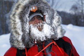 Saturday March 10, 2012  A frosty Trent Herbst at the Ruby checkpoint. Iditarod 2012.