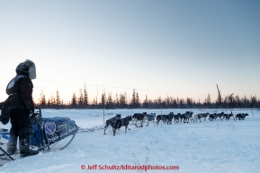 Jessie Royer runs through the checkpoint in Manley on Tuesday March 10, 2015  This is the second checkpoint of the 2015 Iditarod.(C) Jeff Schultz/SchultzPhoto.com - ALL RIGHTS RESERVED DUPLICATION  PROHIBITED  WITHOUT  PERMISSION