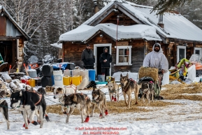 Cim Smyth leaves his parking spot at the Ophir Checkpoint on Thursday March 10 during Iditarod 2016.  Alaska.    Photo by Jeff Schultz (C) 2016  ALL RIGHTS RESERVED