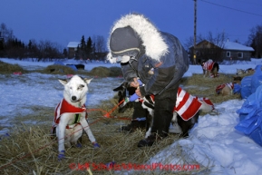 Sunday March 11, 2012  Hugh Neff boots his dogs at 25 degrees below zero in  Kaltag. Iditarod 2012.