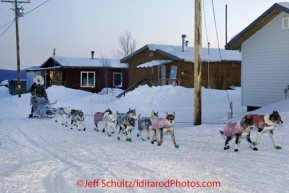 Sunday March 11, 2012  Kelly Griffiin arrives at 25 degrees below zero in  Kaltag. Iditarod 2012.