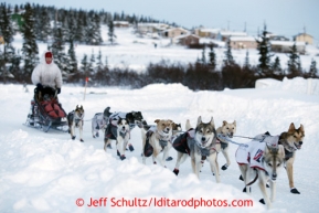 Aily Zirkle arrives at the Elim checkpoint on Monday March 11, 2013.Iditarod Sled Dog Race 2013Photo by Jeff Schultz copyright 2013 DO NOT REPRODUCE WITHOUT PERMISSION