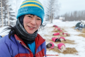 Rookie Yuka Honda at the Tanana checkpoint on Wednesday morning  March 11th during the 2015 Iditarod.(C) Jeff Schultz/SchultzPhoto.com - ALL RIGHTS RESERVED DUPLICATION  PROHIBITED  WITHOUT  PERMISSION