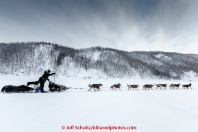 Dallas Seavey and his dogs working hard to get to the Ruby checkpoint of the Iditarod. On March 11, 2015.(C) Jeff Schultz/SchultzPhoto.com - ALL RIGHTS RESERVED DUPLICATION  PROHIBITED  WITHOUT  PERMISSION