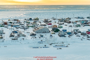 Teams rest on the slough at the Unalakleet checkpoint on Sunday evening March 11th during the 2018 Iditarod Sled Dog Race -- AlaskaPhoto by Jeff Schultz/SchultzPhoto.com  (C) 2018  ALL RIGHTS RESERVED