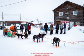 Kelly Maixner checks in and out of the Kaltag village checkpoint on Sunday morning March 11th during the 2018 Iditarod Sled Dog Race -- AlaskaPhoto by Jeff Schultz/SchultzPhoto.com  (C) 2018  ALL RIGHTS RESERVED