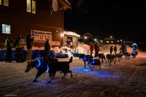Jessie Royer completes her 24 hour layover in Takotna and heads back on the trail just after midnight on March 12, 2020.