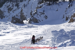 Sunday March 11, 2012  Aliy Zirkle runs on the sea ice after leaving Elim. Iditarod 2012.