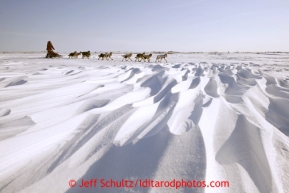 Aily Zirkle is on the heels of Mitch Seavey as she races by snowdrifts on Tuesday March 12, 2013.Iditarod Sled Dog Race 2013Photo by Jeff Schultz copyright 2013 DO NOT REPRODUCE WITHOUT PERMISSION