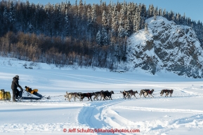 Katherine Keith on the Yukon River shorlty after leaving the Ruby Checkpoint in the morning on Thursday March 12, 2015  during Iditarod 2015.(C) Jeff Schultz/SchultzPhoto.com - ALL RIGHTS RESERVED DUPLICATION  PROHIBITED  WITHOUT  PERMISSION