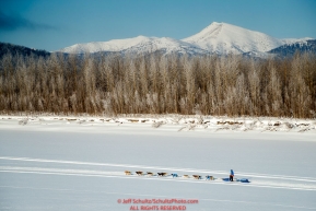 Mats Pettersson runs on the trail on the Yukon River 5 miles before the Kaltag checkpoint during the 2017 Iditarod on Sunday afternoon March 12, 2017.Photo by Jeff Schultz/SchultzPhoto.com  (C) 2017  ALL RIGHTS RESERVED