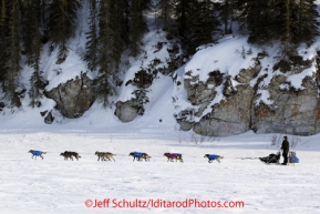 Tuesday March 13, 2012  Aaron Burmeister leaves White Mountain. Iditarod 2012.