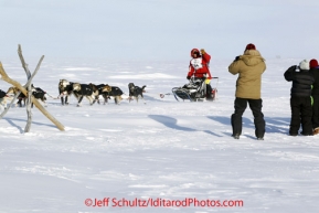 Tuesday March 13, 2012 Dallas Seavey on the sea ice just prior to arriving in Nome. Iditarod 2012.