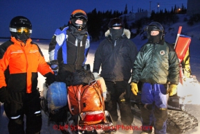 Tuesday March 13, 2012  Four of the 8 trail breakers stop for a photo in White Mountain before heading for Nome. Iditarod 2012.