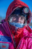 Lisbett Noris is frosted up in the morning at the Galena checkpoint on Friday March 13, 2015 during Iditarod 2015.  (C) Jeff Schultz/SchultzPhoto.com - ALL RIGHTS RESERVED DUPLICATION  PROHIBITED  WITHOUT  PERMISSION