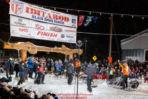 Pete Kaiser crosses the Nome finish line winning the 2019 Iditarod Trail Sled Dog Race. Pete's winning time is 9 days 12 hours 39 minutes and 6 secondsPhoto by Jeff Schultz/  (C) 2019  ALL RIGHTS RESERVED