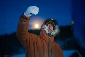 Brent Sass arrives before the moon sets in Ruby, Alaska on March 13, 2020.