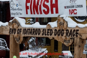 The famed Burl Arch finish line in Nome on Friday March 14 during the 2014 Iditarod Sled Dog Race.PHOTO (c) BY JEFF SCHULTZ/IditarodPhotos.com -- REPRODUCTION PROHIBITED WITHOUT PERMISSION