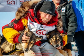 Mitch Seavey wins his third Iditarod in record time of 8 days, 3 hours, 40 minutes and 13 seconds in Nome during the 2017 Iditarod on Tuesday afternoon March 14, 2017.Photo by Jeff Schultz/SchultzPhoto.com  (C) 2017  ALL RIGHTS RESERVED