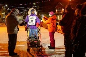 Ketil Reitan is interviewed after checking in and finishing in 31st place at the finish line in Nome during the 2017 Iditarod on Thursday March 16, 2017.Photo by Jeff Schultz/SchultzPhoto.com  (C) 2017  ALL RIGHTS RESERVED