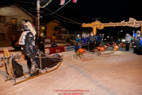 Martin Buser runs into the finish chute arriving in 32nd place in Nome during the 2017 Iditarod on Thursday March 16, 2017.Photo by Jeff Schultz/SchultzPhoto.com  (C) 2017  ALL RIGHTS RESERVED