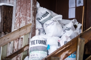 The return bag pile is growing daily at the Koyuk checkpoint on March 17, 2020.