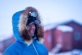 Matt Failor checking in to the Koyuk checkpoint in the early evening on March 17, 2020.