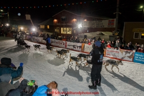 Dallas Seavey wins his 3rd Iditarod in 8 days 18 hours 13 minutes 6 seconds with lead dogs Reef and Hero on Wednesday March 18, 2015 during Iditarod 2015.  (C) Jeff Schultz/SchultzPhoto.com - ALL RIGHTS RESERVED DUPLICATION  PROHIBITED  WITHOUT  PERMISSION