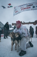 Aliy Zirkle of Two Rivers, AK, finishes in Nome in 18th place in the 2020 Iditarod on March 18th, 2020.