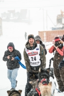 Jeff Deeter of Fairbanks, AK, finishes in Nome in 16th place in the 2020 Iditarod on March 18th, 2020.