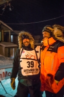 Rookie Tom Frode Johansen, of Furuflaten, Norway Finished in Nome in 19th place in the 2020 Iditarod, March 19th, 2020. Photographed with Thomas Waerner, of  Torpa, Norway, who was the first to Nome.