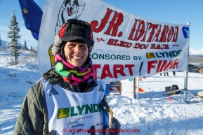 2015  honorary musher  Jayne Hempstead, DVM at the start of the Junior Iditarod  on Sunday March 1, 2015. (C) Jeff Schultz/SchultzPhoto.com - ALL RIGHTS RESERVED DUPLICATION  PROHIBITED  WITHOUT  PERMISSION