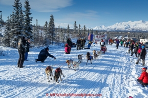 Kevin Harper leaves the 2015 Junior Iditarod start on the Denali Highway on on Sunday March 1, 2015.(C) Jeff Schultz/SchultzPhoto.com - ALL RIGHTS RESERVED DUPLICATION  PROHIBITED  WITHOUT  PERMISSION
