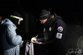 Teams arriving into the first checkpoint of the 2025 Fairbanks route, Nenana