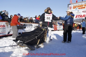 Sunday, March 4, 2012  Rick Swenson and his partner Kelly Williams at the restart of Iditarod 2012 in Willow, Alaska.