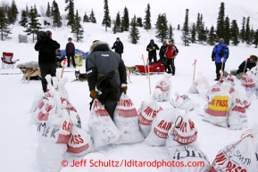 Mike Williams, Jr., picks up his supplies at Rainy Pass checkpoint March 4, 2013.