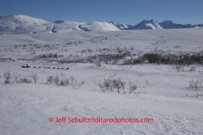 Jeff King in Ptarmigan Flats on the way to the summit of Rainy Pass on Monday March 3 during Iditarod 2014 . PHOTO BY JEFF SCHULTZ/IDITARODPHOTOS.COM  USE ONLY WITH PERMISSION