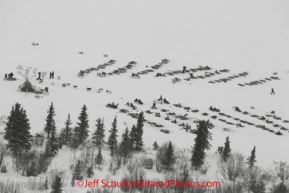 Monday March 5, 2012  Ramey Smyth checks into the Rainy Pass checkpoint as teams rest on straw on Puntilla Lake during Iditarod 2012.