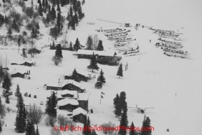 Monday March 5, 2012  Teams rest on Puntilla Lake at the Rainy Pass checkpoint and lodge  during Iditarod 2012.