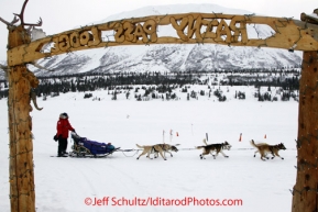 Monday March 5, 2012 Michelle Phillips departing Rainy Pass checkpoint during Iditarod 2012.